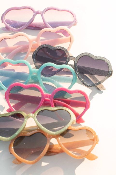 Space 46 Wholesale - Kids Toddler Glitter Jelly Heart Sunglasses