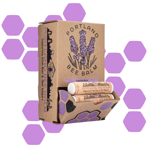 Portland Bee Balm - Oregon Lavender Beeswax Lip Balm - Organic w/ Shelf Display